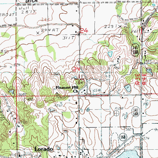 Topographic Map of Pleasant Hill Cemetery, AR