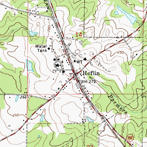 Topographic Map of Heflin, LA
