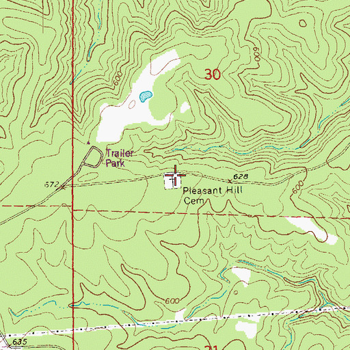 Topographic Map of Pleasant Hill Cemetery, AR