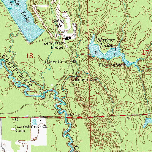 Topographic Map of Henen Cemetery, LA