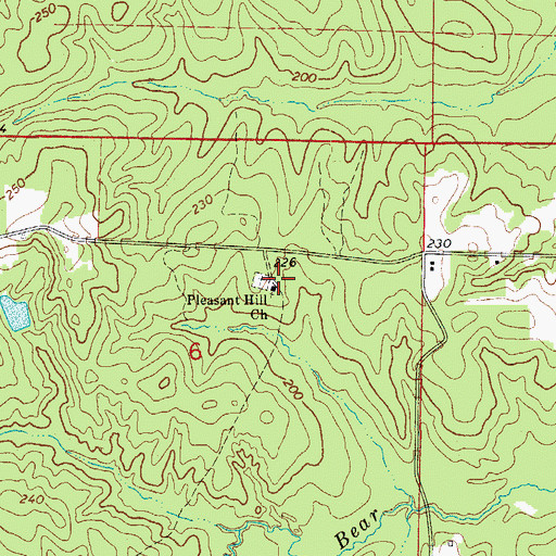 Topographic Map of Pleasant Hill Church, AR