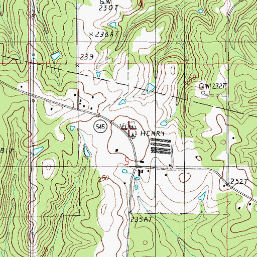 Topographic Map of Henry Cemetery, LA