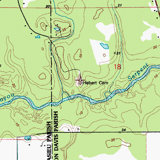 Topographic Map of Herbert Cemetery, LA