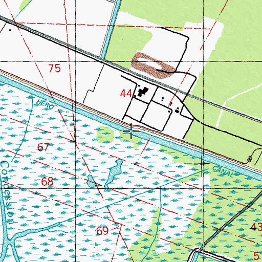 Topographic Map of Hero Canal, LA