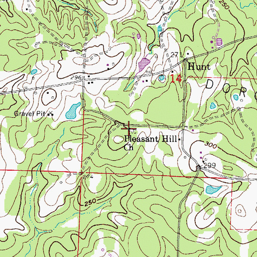 Topographic Map of Pleasant Hill Church, AR