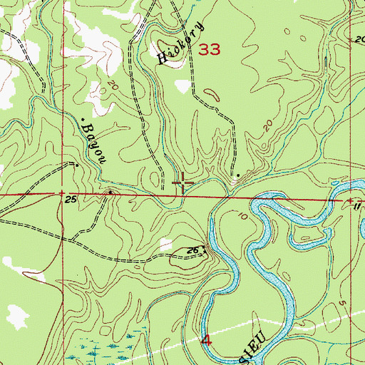Topographic Map of Hickory Gully, LA