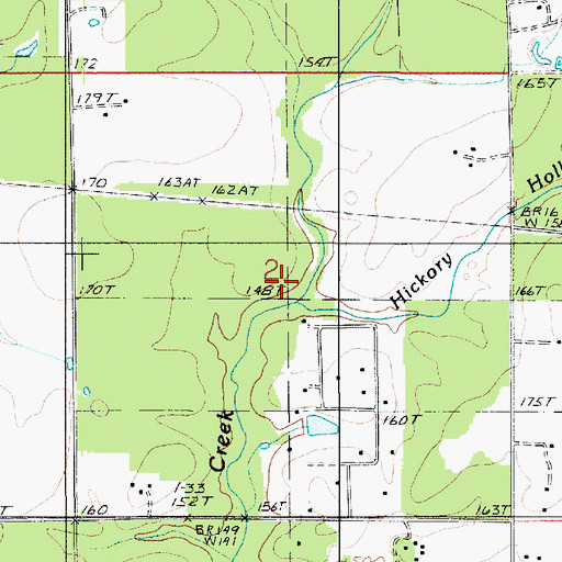 Topographic Map of Hickory Hollow Branch, LA
