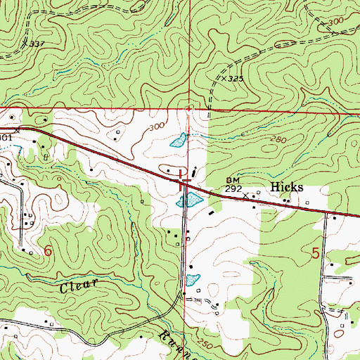 Topographic Map of Hicks, LA