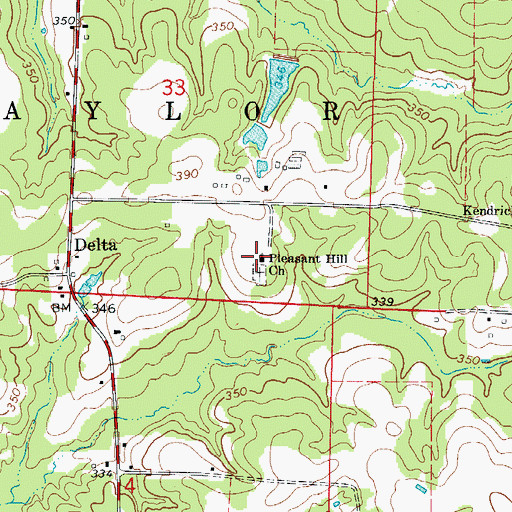 Topographic Map of Pleasant Hill Church, AR