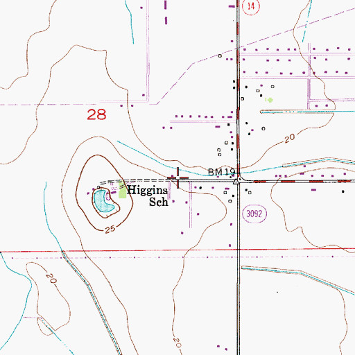Topographic Map of Higgins School, LA
