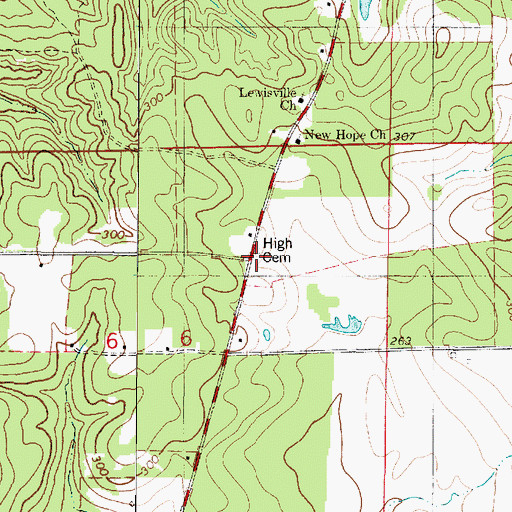 Topographic Map of High Cemetery, LA