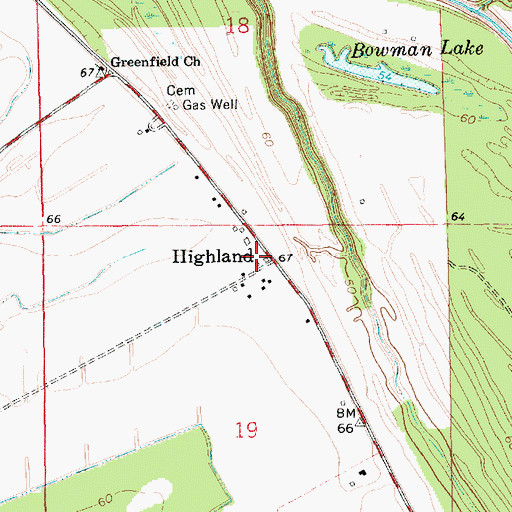 Topographic Map of Highland, LA