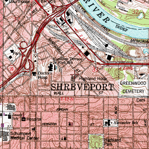 Topographic Map of Brentwood Hospital, LA