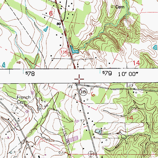 Topographic Map of Hillside Church, LA