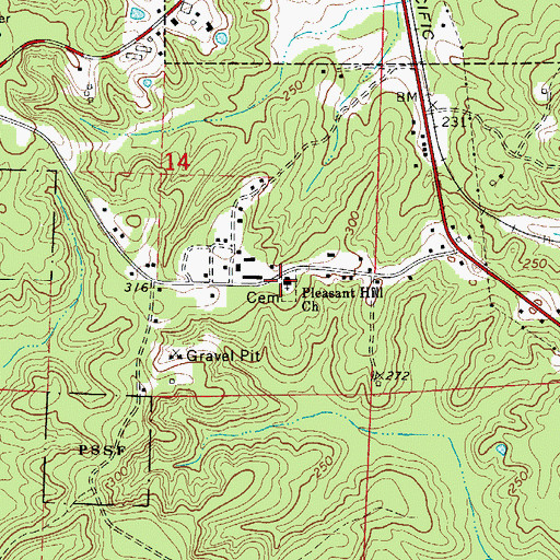 Topographic Map of Pleasant Hill Church, AR