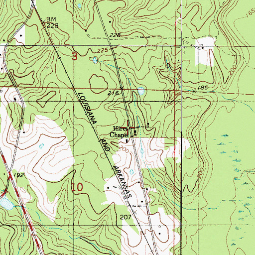 Topographic Map of Hires Chapel, LA