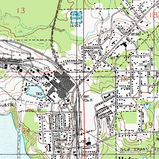 Topographic Map of Hodge, LA