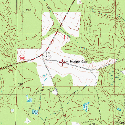 Topographic Map of Hodge Cemetery, LA