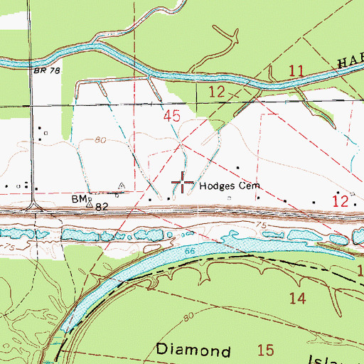 Topographic Map of Hodges Cemetery, LA