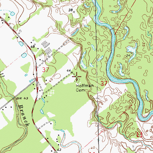 Topographic Map of Hoffman Cemetery, LA