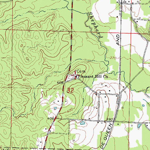 Topographic Map of Pleasant Hill Church, AR
