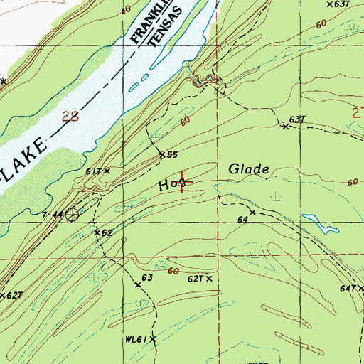 Topographic Map of Hog Glade, LA