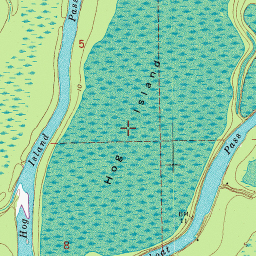 Topographic Map of Hog Island, LA