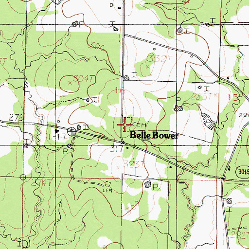 Topographic Map of Belle Bower Cemetery, LA