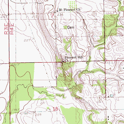 Topographic Map of Pleasant Hill Church, AR