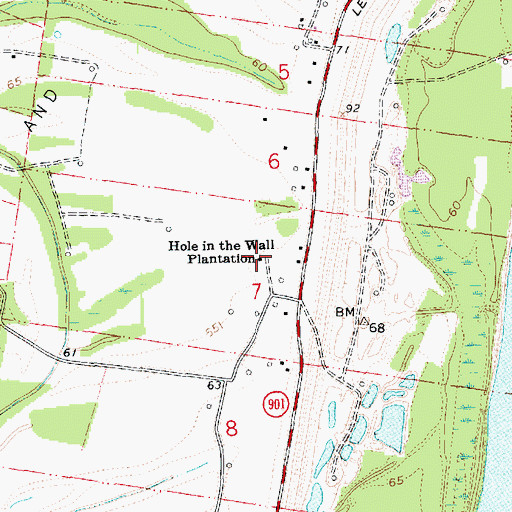 Topographic Map of Hole in the Wall Plantation, LA