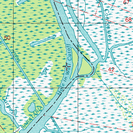Topographic Map of Hole in Wall Cutoff, LA