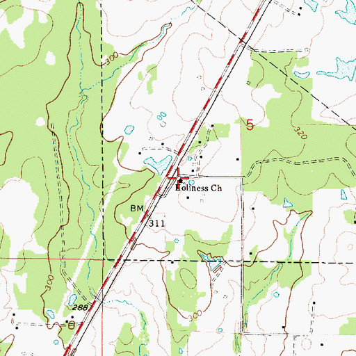 Topographic Map of Holiness Church, LA