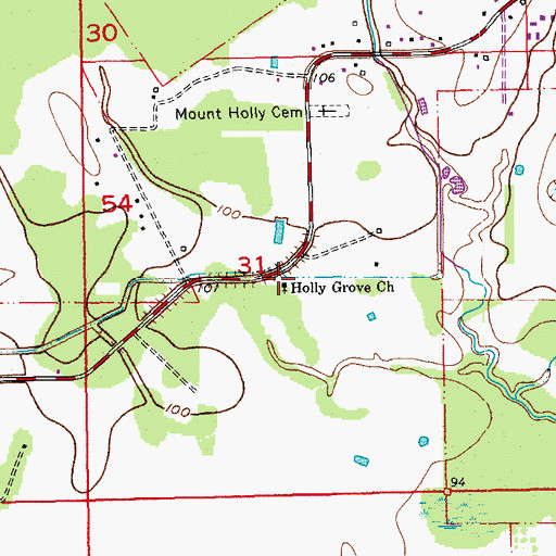 Topographic Map of Holly Grove Church, LA