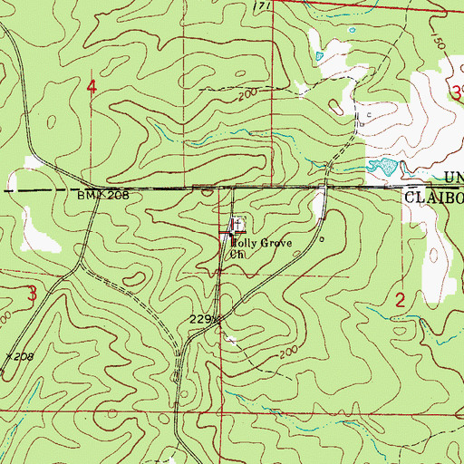 Topographic Map of Holly Grove Church, LA