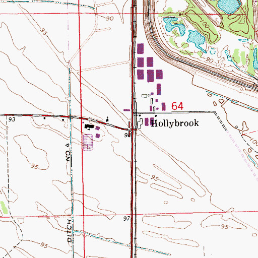 Topographic Map of Hollybrook, LA