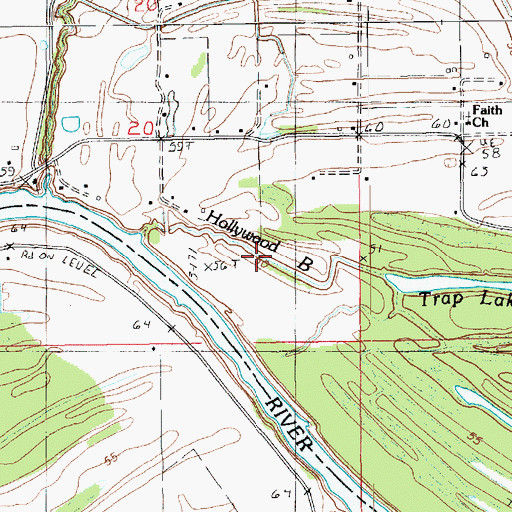 Topographic Map of Hollywood Bayou, LA