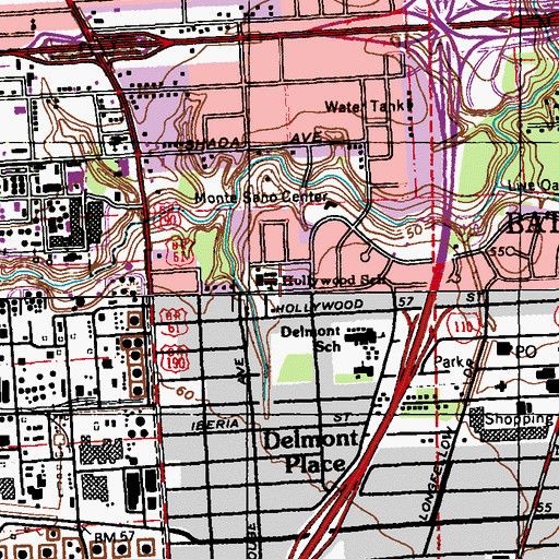 Topographic Map of Hollywood School (historical), LA