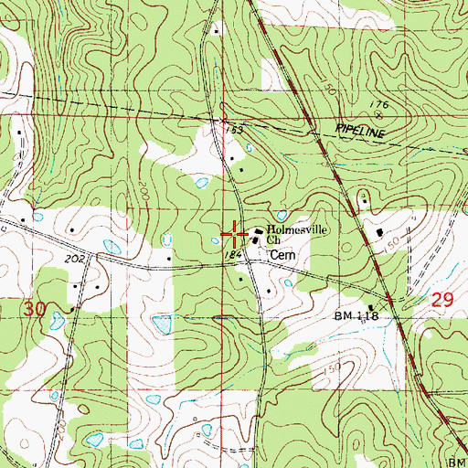 Topographic Map of Holmesville Church, LA