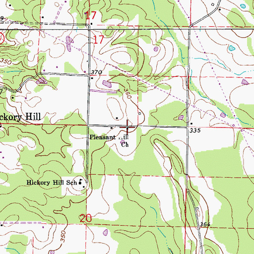 Topographic Map of Pleasant Hill Church, AR