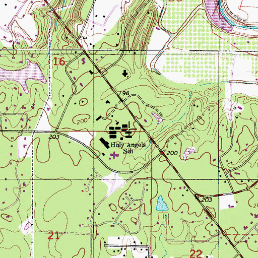 Topographic Map of Holy Angels School, LA