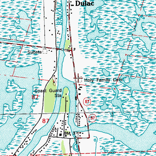 Topographic Map of Holy Family Cemetery, LA