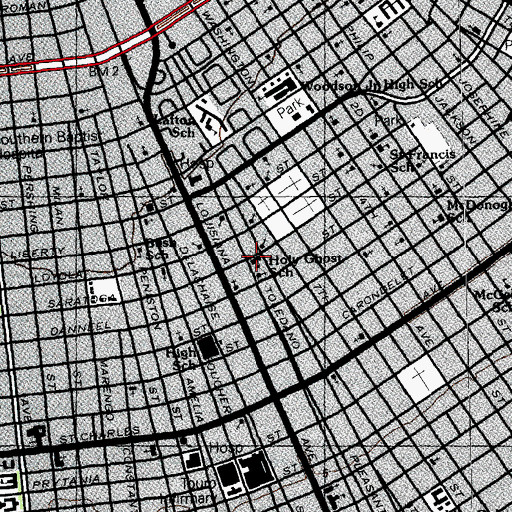 Topographic Map of Holy Ghost Catholic School, LA