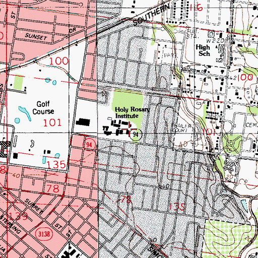 Topographic Map of Holy Rosary Institute, LA