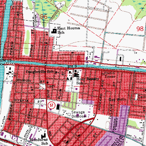 Topographic Map of Holy Rosary School, LA