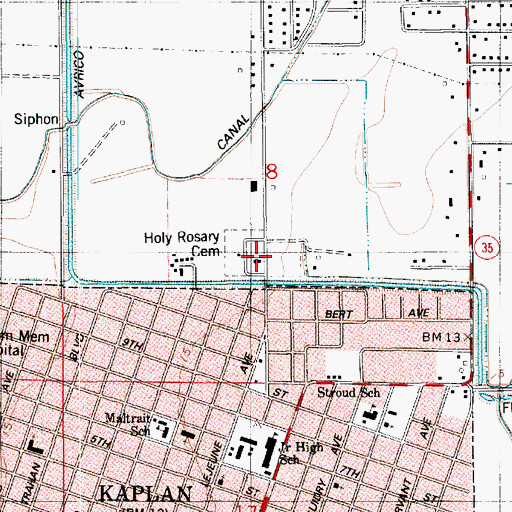 Topographic Map of Holy Rosary Cemetery, LA