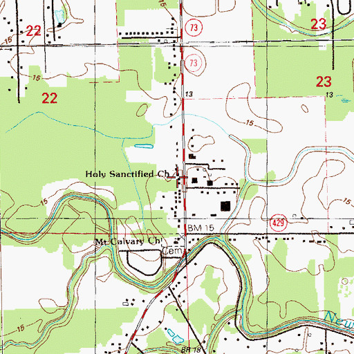 Topographic Map of Holy Sanctified Church, LA