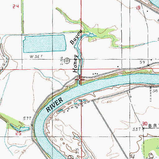 Topographic Map of Honey Bayou, LA