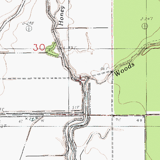 Topographic Map of Honey Brake Bayou, LA