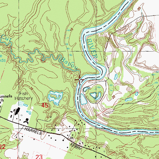 Topographic Map of Honey Cut Bayou, LA