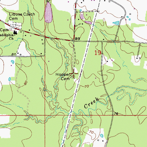 Topographic Map of Hooper Cemetery, LA